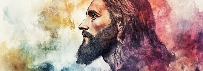 Bearded man in profile art