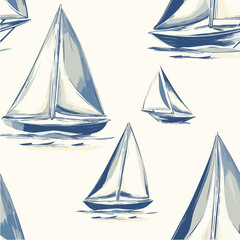 Vector seamless pattern of sailboat