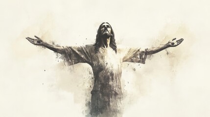 Christ figure with open arms of peace