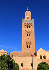 Obraz premium Morocco Marrakesh Koutoubia Mosque and Minaret - UNESCO World Heritage site.