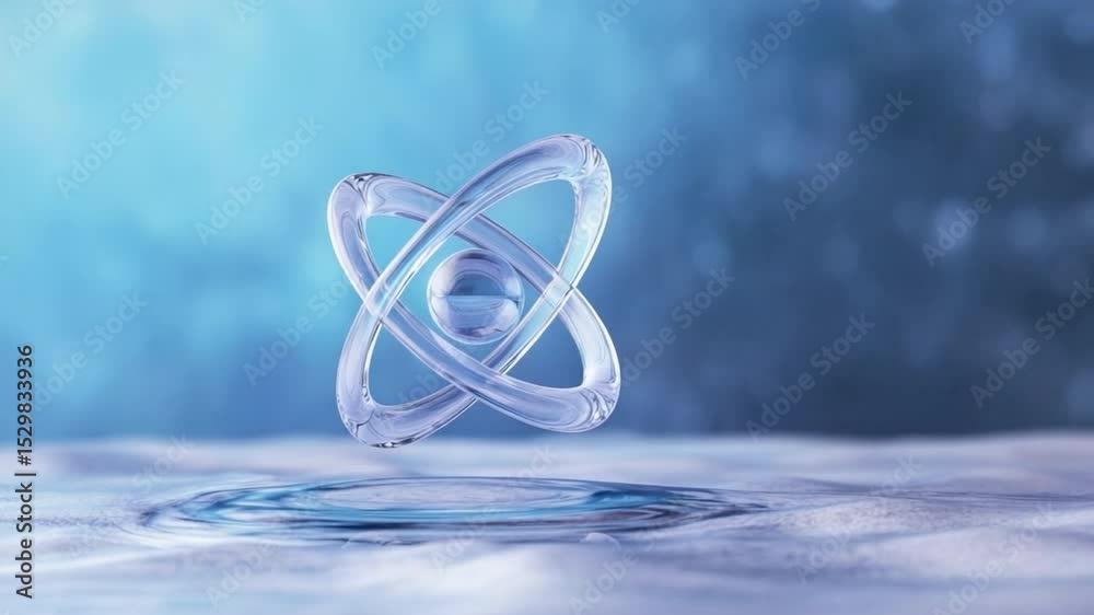 Poster atom model abstract: an ethereal abstract showcasing a gleaming atom model, with swirling energy and