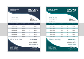 Minimal Corporate Business Invoice design template vector illustration bill form price invoice. Creative invoice template vector. business stationery design payment agreement design	