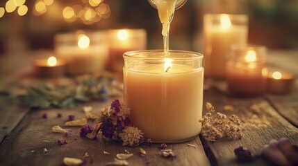Scented candle pouring