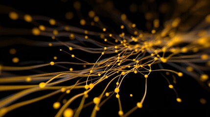 Data Racing Through AI Neural Links in Gold Glow