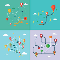  Route Map Flat Illustration Navigation & Travel Vector Art