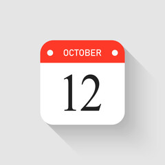 Vector icon page day calendar - 12 October month