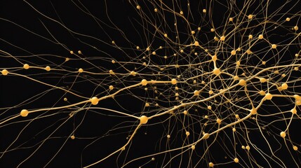Futuristic AI Brain with Golden Synapse Activity