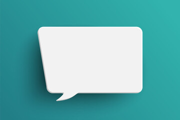 White rectangle speech bubble on green background