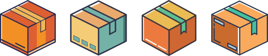 Shipping Box Flat Illustration E-commerce Package & Delivery Vector Art