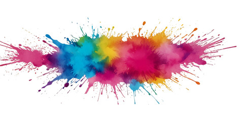 Vector abstract colorful rainbow holi paint and colorful cloud smoke powder explosion isolated on transparent wide panorama background.	