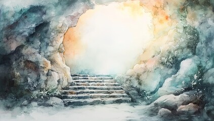 Exploring a mystical stone step cave