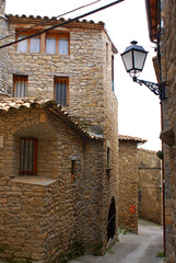 Fototapeta premium Architectural details of the stone constructions in the town of Ainsa, very close to the Pyrenees Mountains