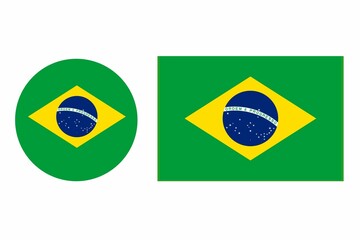 Brazil flag button. Brazilian flag icon. Brazil flag badge. Brazilian flags set. Set of Brazilian flag