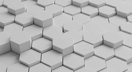 Abstract Background of White Geometric Hexagon Texture 3D Illustration