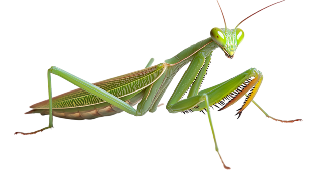 praying mantis on white background
