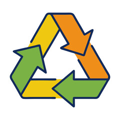 Colorful Triangular Recycle Symbol with Green, Orange and Yellow Arrows