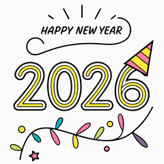 Happy new year 2026 design element, festive, transparent