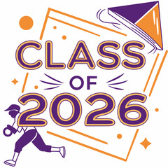 Class of 2026 graduation design element with athlete