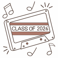 Class of 2026 cassette tape graduation design