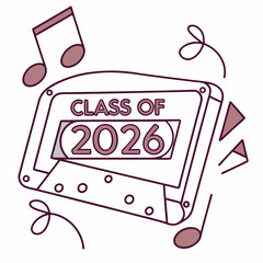 Class of 2026 cassette tape graduation design