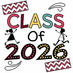 Class of 2026 graduation design, kids illustration, transparent png