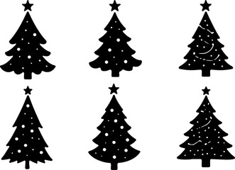 Christmas Stylized Tree Silhouettes vector bundle