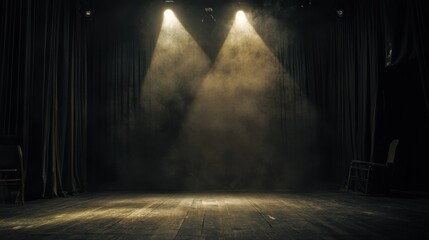 Empty stage lit by spotlights