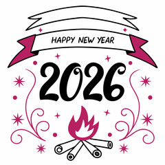 Happy new year 2026 festive design illustration