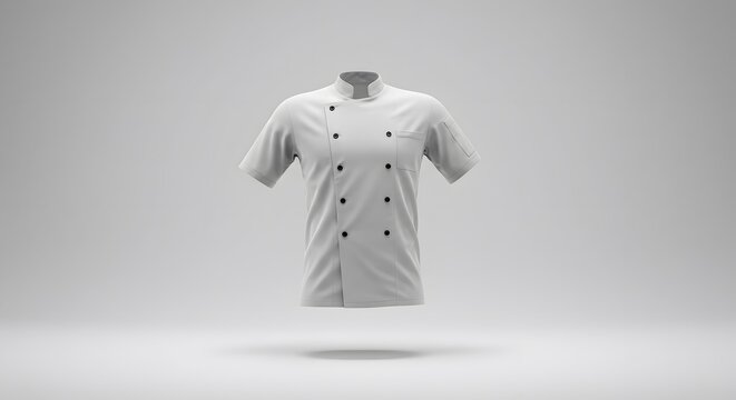 White Short-Sleeve Chef Jacket Mockup Culinary Uniform Design Professional Kitchen Wear