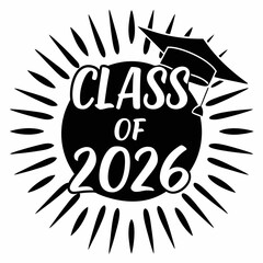 Class of 2026 graduation design sunburst graphic