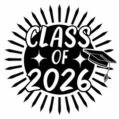 Class of 2026 graduation design sunburst