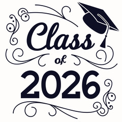 Class of 2026 graduation design elegant swirls