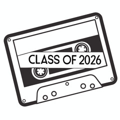Class of 2026 cassette tape graduation design