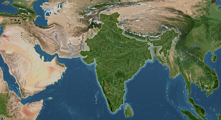 Satellite View The Indian Subcontinent