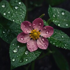 The beauty of a tiny odorless flowers
water drops on a pink flower

