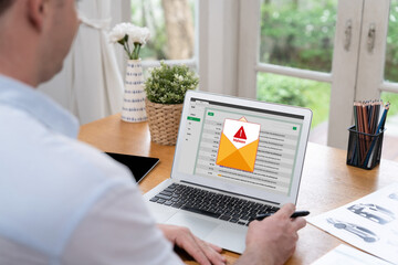 Cyber attacking concept. Malware alert showing on computer screen display scam and threat detection...