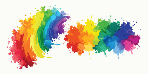 Rainbow Brush Stroke Splash PNG - Vibrant Watercolor Paint Splatter Background