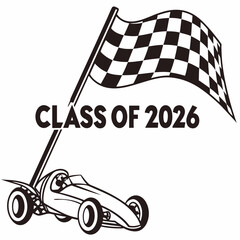 Class of 2026 race car checkered flag graduation design