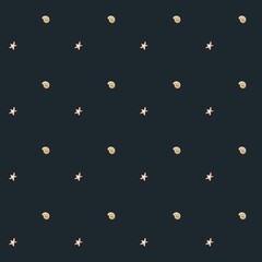 Watercolor star and moon pattern for seamless fabric and wrapping design