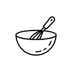 Mixing bowl with whisk illustration for cooking and baking concepts