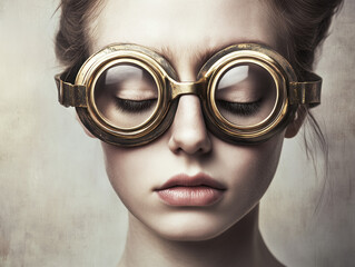 portrait woman with eye glasses