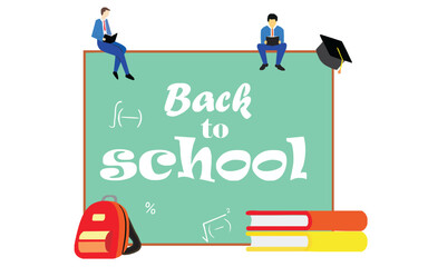 Isolated back to school colored vector illustration icon design with school bags and books in a whitee background .eps