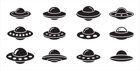 UFO icon set vector on white background.