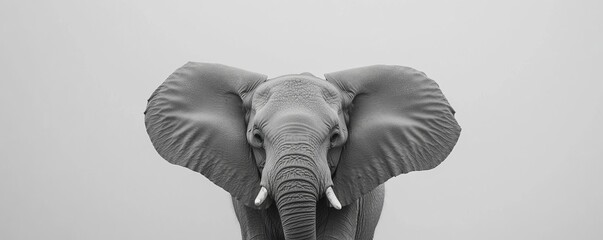 Monochrome Elephant Portrait Close-up, Wrinkled Skin, Large Ears, Wildlife Photography, African Elephant African Wildlife, Elephant Photography