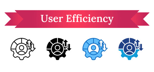 User Efficiency Multi Style Icon - User inside segmented circle and gear, symbolizing personal performance optimization and user-based process efficiency