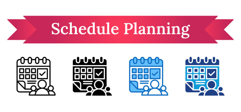 Schedule Planning Multi Style Icon - Calendar with team indicating efficient scheduling and time coordination for group productivity