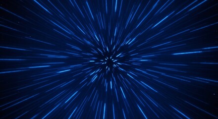 Fototapeta premium Abstract Background with Blue Burst Light Speed Motion and Space