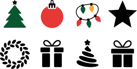 Naklejka premium Christmas holiday vector graphic elements festive season decoration icons xmas celebration set design 1 editable stock vector illustration