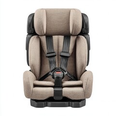 A padded child car seat with adjustable safety harness straps designed for secure and comfortable travel.