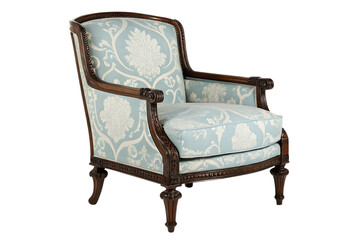 Classic Armchair with Carved Dark Wood and Elegant Upholstery
